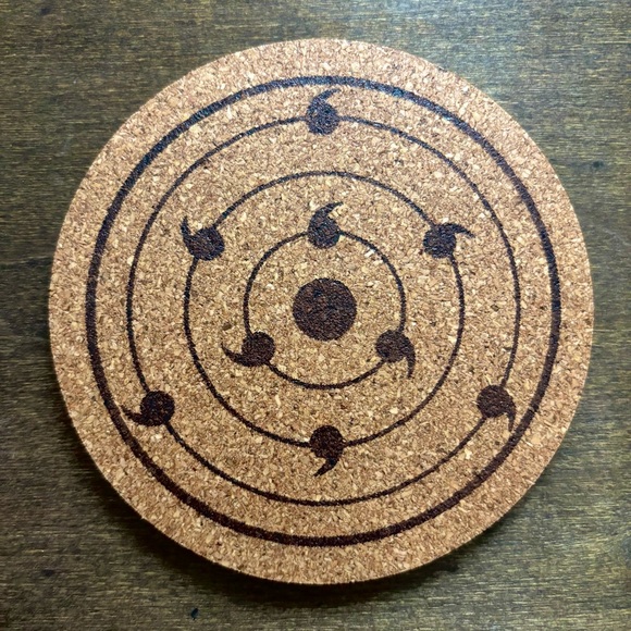 Naruto Rinne Sharingan Laser Engraved Cork Coaster - Picture 1 of 5